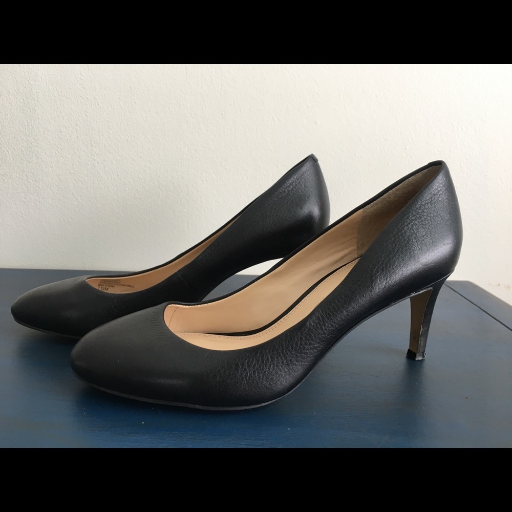 Banana Republic Black Leather Pump High Heel, 7.5